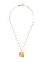 Letter R Coin Necklace, 18K Gold & Diamond